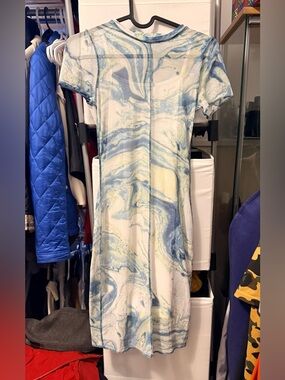 gaze Blue and Cream Marble Mini Dress